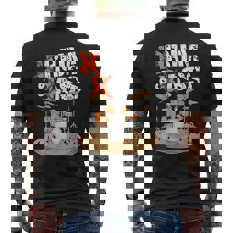 Rum And Bass Snare Drum Drumming Music Instrument Drummer Men's Back Print T-Shirt | Mazezy