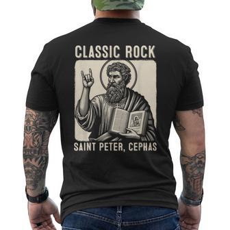 Saint Peter Classic Rock Catholic Vibe Petros Upon This Rock Men's T-shirt Back Print - Monsterry