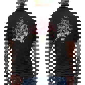 Sakura Tree Grue Oiseau Fleur De Cerisier Japonaise T-shirt imprimé au dos - Cadeauxyz