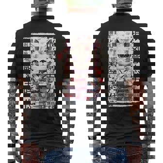 Samurai Cat Warrior Japanese Ninja Kitty Kawaii Men's T-shirt Back Print - Thegiftio