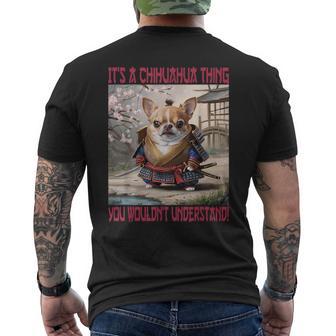 Samurai Chihuahua Thing Dog Men's T-shirt Back Print - Thegiftio