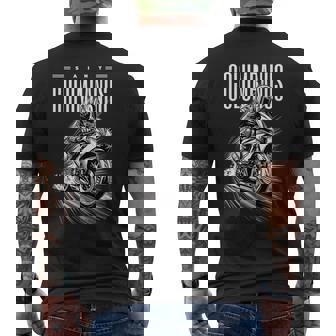 San Columbano Patrón De Los Motociclistas Motocicletas Camiseta Hombre Estampado Espalda - Regaloses