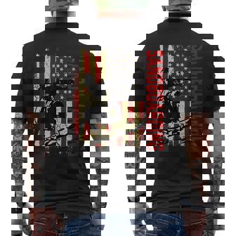 Sandboarding American Flag Vintage 4th Of July Patriotic Men's Back Print T-Shirt | Mazezy