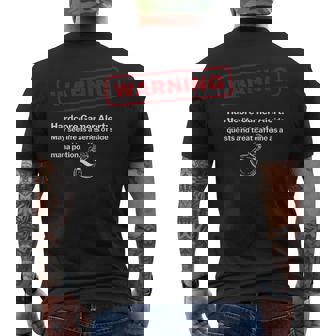 Sarcastic PC & Console Gaming Novelty Caution RPGs Hardcore Video Gamer Warning Side Quest Caffeine Joke Small Men's Back Print T-Shirt | Mazezy