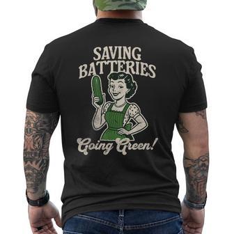 Saving Batteries Going Green Men's T-shirt Back Print - Thegiftio UK