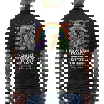 Saving Batteries Going Green Vegetarian Vegan Planet Earth Men's T-shirt Back Print - Monsterry