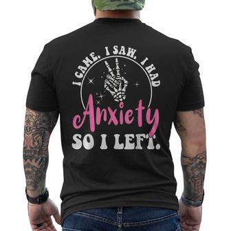 I Came I Saw I Had Anxiety I Left Anxiety Retro Anxiety Men's T-shirt Back Print - Thegiftio UK