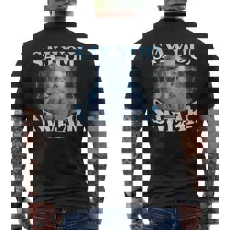 Say You Swear Ai Niche Baby Holding Back Laugh Genz Meme Men's T-shirt Back Print - Monsterry