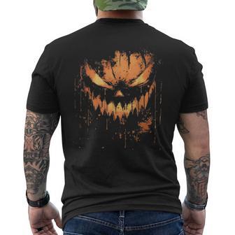 Scary Carved Jack O Lantern Face Pumpkin Halloween Boys Men's T-shirt Back Print - Thegiftio
