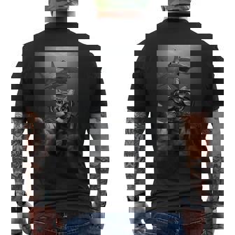 Scuba Diving Cat Selfie With Hammerhead Shark Men's T-shirt Back Print | Seseable FR