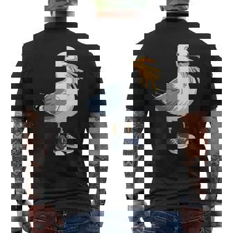 Seagull With Fries And Sneakers Fun Men's T-shirt Back Print - Monsterry