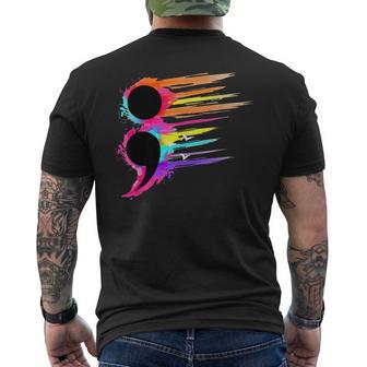 Semicolon Mental Health Awareness Broken Crayons Still Color Men's T-shirt Back Print - Monsterry