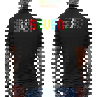 Seven 7Th Birthday Block Building Master Builder Boys Men's T-shirt Back Print | Seseable CA