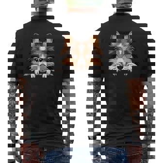 Shetland Sheepdog Cute Peeking Puppy Sheltie Dog Lover Men's T-shirt Back Print - Monsterry