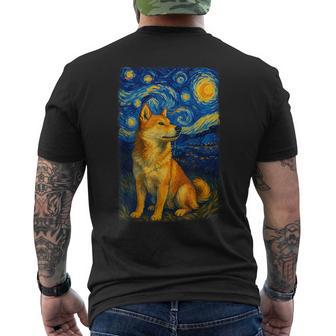 Shiba Inu Bajo Noche Estrellada Arte Canino Camiseta Hombre Estampado Espalda - Regaloses