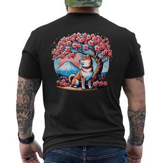 Shiba Inu Chien Japonais Cerisier Fleurakura Mount Fuji T-shirt imprimé au dos - Cadeauxyz
