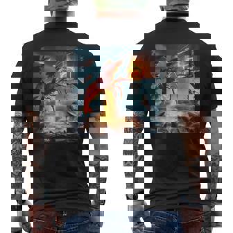 Shrimp Dunking On Shark Fishing Meme Basketball Men's T-shirt Back Print | Seseable FR