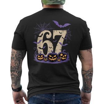 Six Seven 6 7 Meme Spooky Halloween Bat Pumpkin Men's T-shirt Back Print - Thegiftio UK