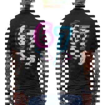 Six Seven 67 Meme 6 7 Glowing Hands Men's T-shirt Back Print - Monsterry