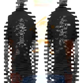 Skeleton Baseball Player Costume Halloween Boys Men's T-shirt Back Print - Monsterry