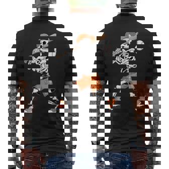 Skeleton Batting Baseball Halloween Men's T-shirt Back Print - Monsterry