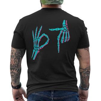Skeleton Hand Six Seven 6 7 Meme 67 Halloween Costume Men's T-shirt Back Print - Monsterry