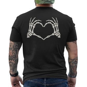 Skeleton Hands Heart Sign Halloween Men's T-shirt Back Print - Monsterry