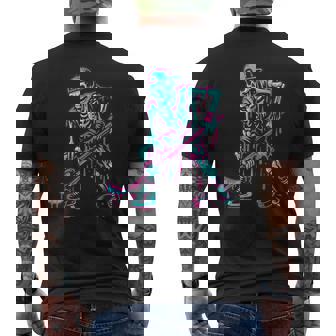 Skeleton Hockey Drip Boys Ice Cream Drip Youth Boys Hockey Men's T-shirt Back Print - Monsterry