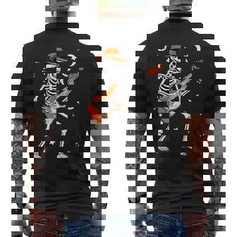 Skeleton Playing Guitar Guitarist Rock Halloween Skeleton Men's T-shirt Back Print - Thegiftio