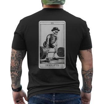 Skeleton Tarot Card Deadlifts Powerlifting Weightlifting Gym Men's T-shirt Back Print - Thegiftio UK