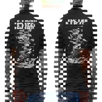 Ski Skiing Jesus Christ Skiis Rizzin' Snow Christian Jump Men's T-shirt Back Print - Monsterry