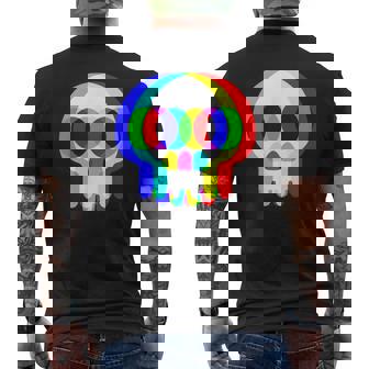 Skull Trippy Vaporwave Halloween Techno Rave EDM Party Men's Back Print T-Shirt | Mazezy