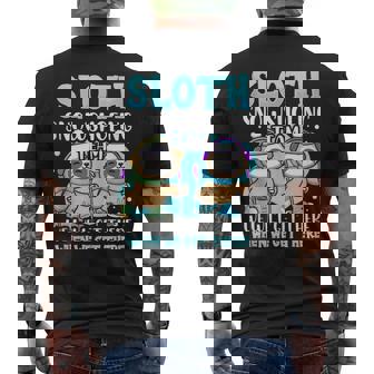 Sloth Snowshoeing Team Snowshoe Hike Tank Top Men's Back Print T-Shirt | Mazezy