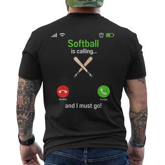 Softball Is Calling Softball Player Coaches Team Softball Men's T-shirt Back Print - Thegiftio UK
