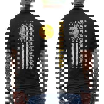 Softball Dad Usa American Flag Patriotic Dad Father's Day Men's T-shirt Back Print | Seseable CA