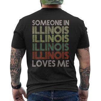Someone In Illinois Loves Me State Retro Vintage Men's T-shirt Back Print - Thegiftio UK