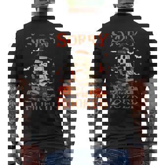 Sorry I'm Booked Ghost Reading Book Lover Teacher Halloween Men's T-shirt Back Print - Thegiftio