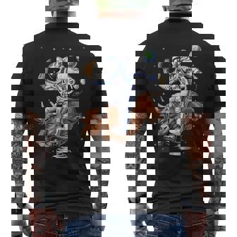 Space Astronaut Cowboy Riding Rodeo Bull Western Country Men's T-shirt Back Print | Mazezy