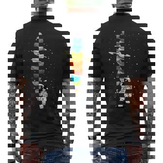 Space Astronaut Ice Cream Cone Planets Solar Systems Boys Men's T-shirt Back Print - Monsterry