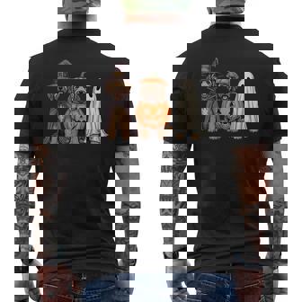 Spooky Ghost Goldendoodle Pumpkin Halloween Doodle Dog Lover Men's T-shirt Back Print - Monsterry