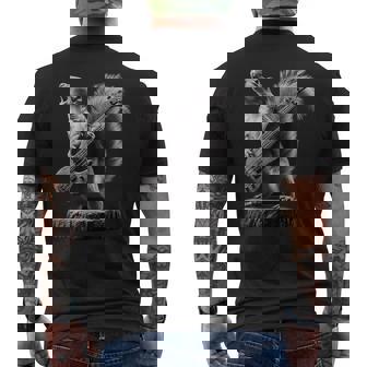 Squirrel Playing Guitar Rock Men's T-shirt Back Print | Mazezy