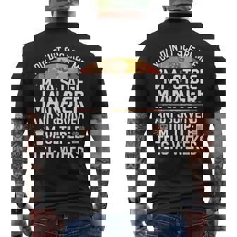 Stage Manager Tech Weeks Theatre Manager Men's Back Print T-Shirt | Mazezy