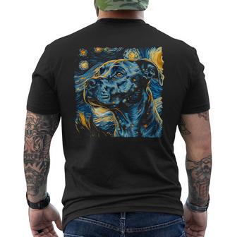 Starry Night Pitbull Van Gogh Pitbull Rodent Animal Men's T-shirt Back Print - Thegiftio UK