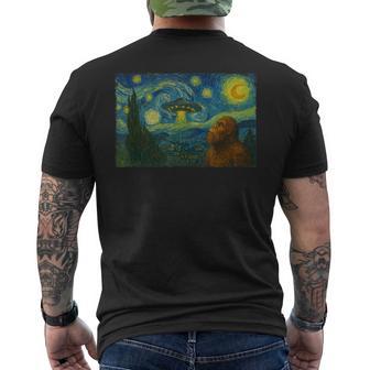 Starry Night Ufo Bigfoot Sci-Fi Van Gogh Painting Men's T-shirt Back Print - Thegiftio UK