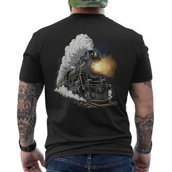 Steam Engine Train Locomotive Men's T-shirt Back Print - Thegiftio UK