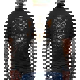 Steampunk Cat Steampunk Art Men's Back Print T-Shirt | Mazezy