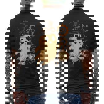 Steampunk Ghost With Top Hat Men's Back Print T-Shirt | Mazezy