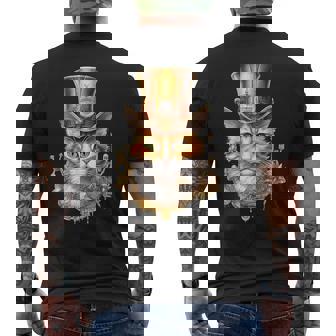 Steampunk Katze Mit Zylinderhutteampunk Katze T-Shirt mit Rückendruck - Seseable