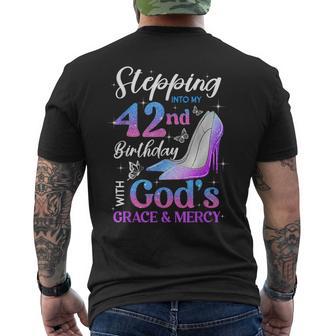 Stepping Into My 42Nd Birthday With God's Grace Mercy Men's T-shirt Back Print - Thegiftio UK