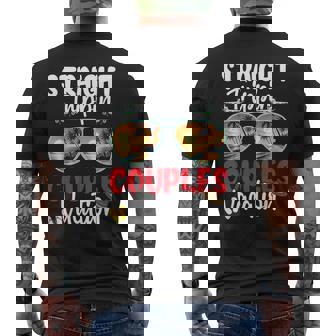 Straight Trippin Couples Trip 2025 Beach Summer Vacation Men's Back Print T-Shirt | Mazezy